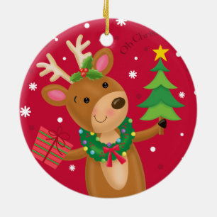 Ornamento De Cerâmica Preparado para Reindeer