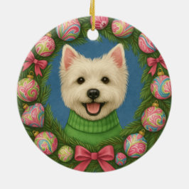 Ornamento De Cerâmica Preppy Westie