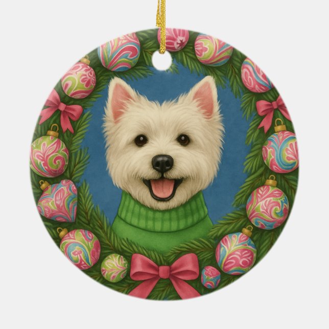 Ornamento De Cerâmica Preppy Westie (Traseira)