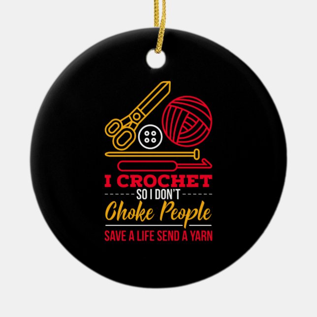 Ornamento De Cerâmica Presente Crocheting Crocheter (Frente)