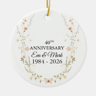 Ornamento De Cerâmica Presente de 40º Aniversário de Casamento para Pais