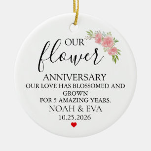 Ornamento De Cerâmica Presente de 5º Aniversário de Casamento, Flor