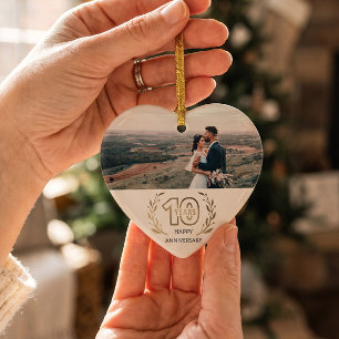 Ornamento De Cerâmica Presente de Aniversário de 10 Anos para Casal