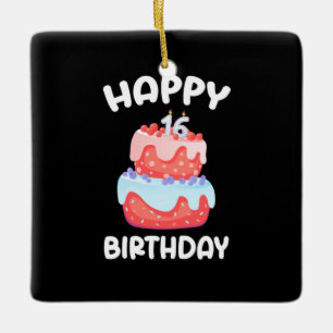 Ornamento De Cerâmica Presente de aniversário Feliz 16.o aniversário