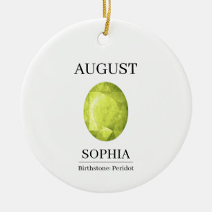 Ornamento De Cerâmica Presente de Aniversário Personalizado com Peridoto