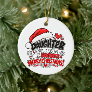 Ornamento De Cerâmica Presente de Apreciação de Natal Filha de Coração