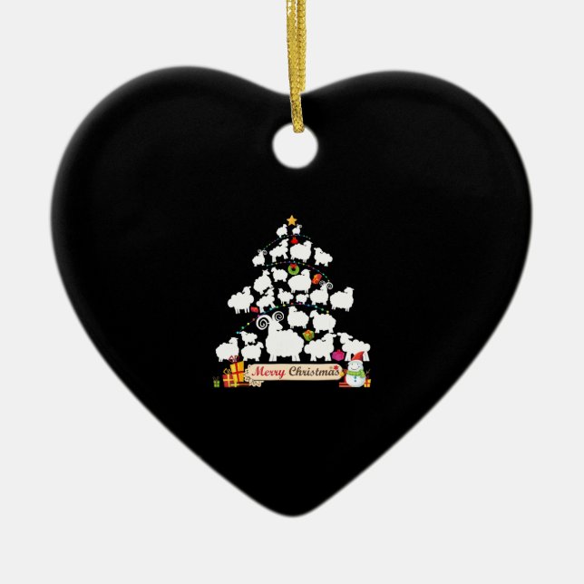 Ornamento De Cerâmica Presente de árvore de Natal de ovelha | Presentes  (Frente)
