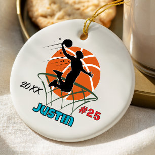 Ornamento De Cerâmica Presente de Basquetebol para Garoto Esportivo