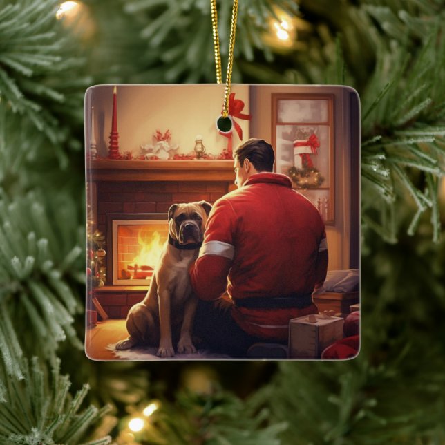 Ornamento De Cerâmica Presente de Boxer, Presente de Pet, Bombeiro Cão,  (Árvore)