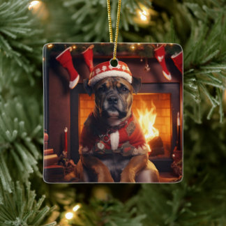 Ornamento De Cerâmica Presente de Boxer, Presente de Pet, Polícia de Cãe