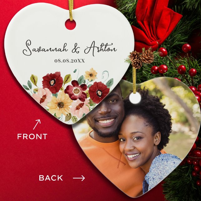 Ornamento De Cerâmica Presente de Casamento Personalizado - Presente par (Criador carregado)