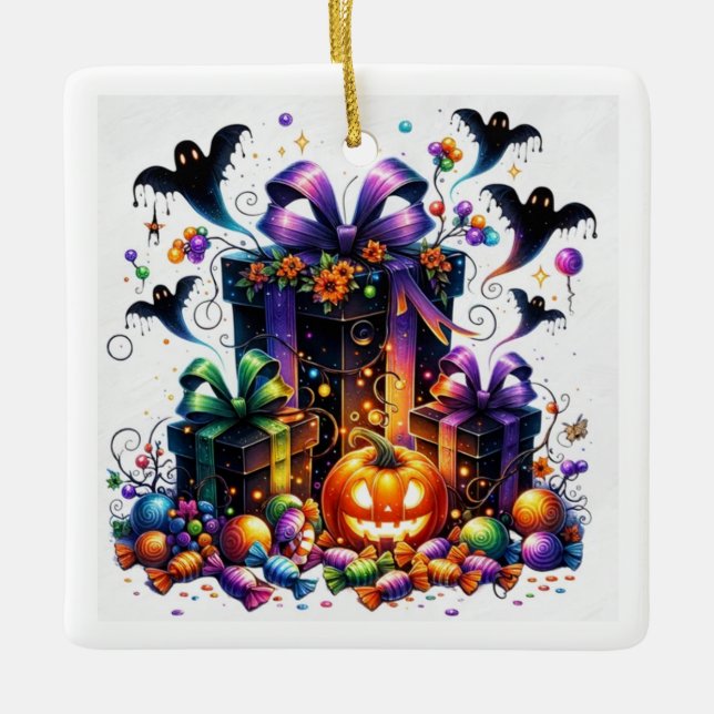 Ornamento De Cerâmica Presente de doce (Frente)