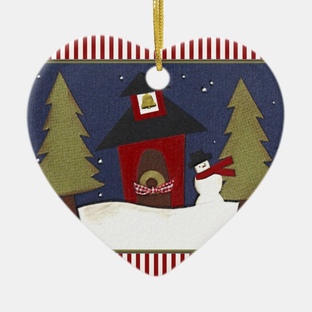 Ornamento De Cerâmica Presente de época natalícia personalizado do (Frente)