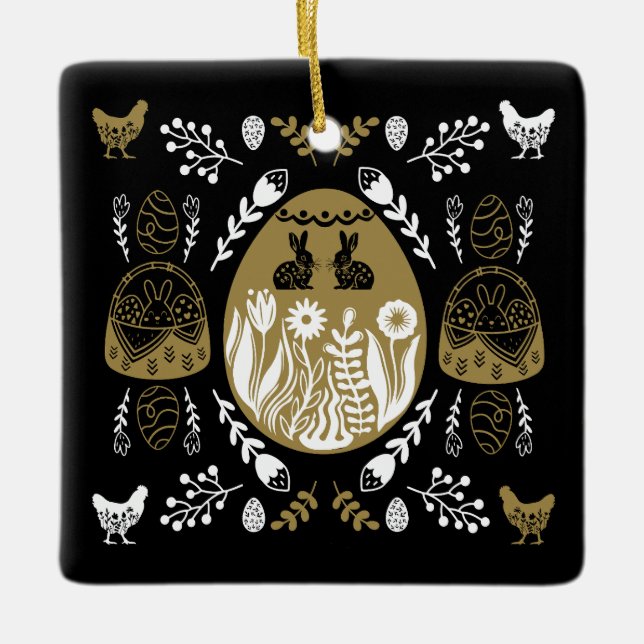 Ornamento De Cerâmica Presente de Feriado de páscoa de Abril (Frente)