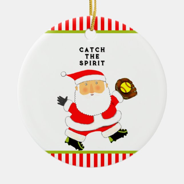 Ornamento De Cerâmica Presente de Feriado de Softball (Frente)