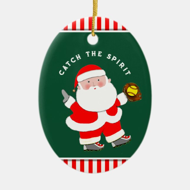Ornamento De Cerâmica Presente de Feriado de Softball (Frente)