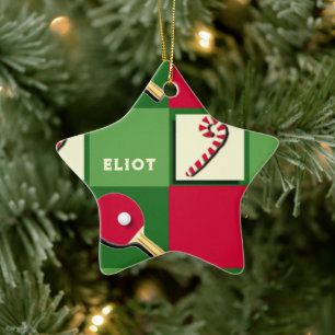 Ornamento De Cerâmica Presente de Feriado de Tênis mesa