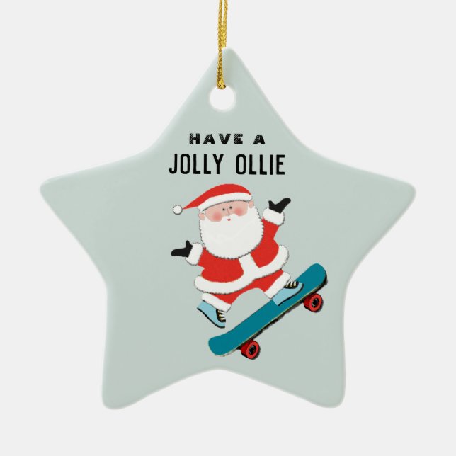 Ornamento De Cerâmica Presente de férias de skate criativo (Frente)