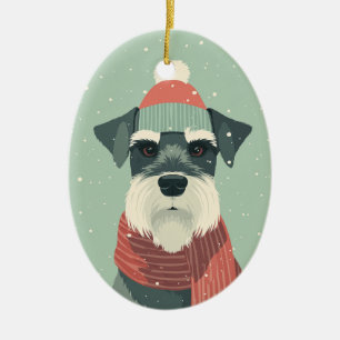 Ornamento De Cerâmica Presente de Férias do Schnauzer