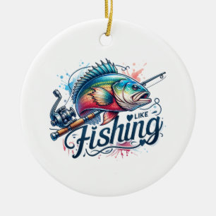 Ornamento De Cerâmica Presente de Fisher Eu Gosto De Pescar