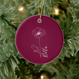 Ornamento De Cerâmica Presente de Flor de Nascimento de Agosto Poppy par