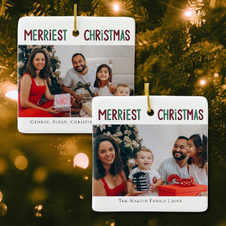 Ornamento De Cerâmica Presente de Foto da Família Vermelha Natal Mais Al