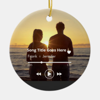 Ornamento De Cerâmica Presente de foto de casal moderno com música perso