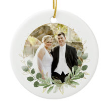 Presente de Foto de Recém-Casados Elegante Branco