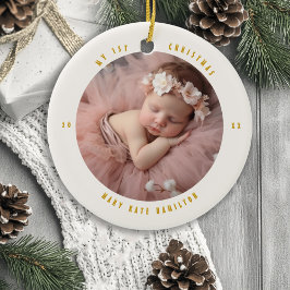 Ornamento De Cerâmica Presente de Foto do Primeiro Natal do Bebê