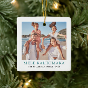 Ornamento De Cerâmica Presente de Foto Férias na Praia Natal 2 Lados