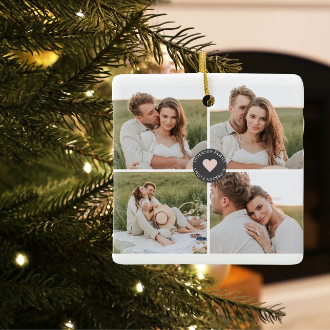 Ornamento De Cerâmica Presente de Foto Personalizada da Família de Colag (Criador carregado)