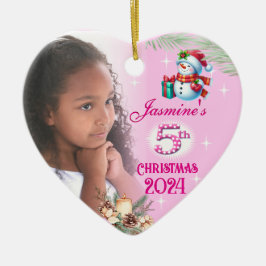 Ornamento De Cerâmica Presente de Foto Personalizado de 5 de Natal para