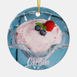 Ornamento De Cerâmica Presente de framboesa com hortelã e fruta
