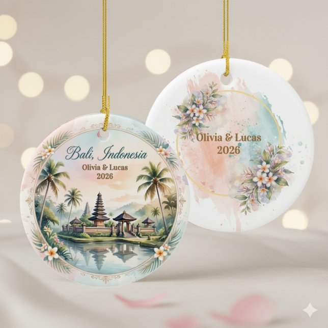 Ornamento De Cerâmica Presente de Lua de Mel Personalizado Bali Indonési (Criador carregado)
