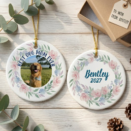 Ornamento De Cerâmica Presente de Mãe de Cachorro – Lembrança Floral par