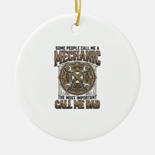 Ornamento De Cerâmica Presente de Mecânico Vintage para Pai com Chave de
