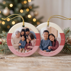 Ornamento De Cerâmica Presente de Natal com Foto da Família Moderna