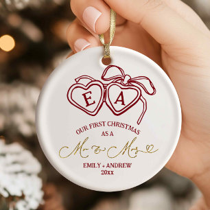 Ornamento De Cerâmica Presente de Natal de Casamento com Pingente de Cor
