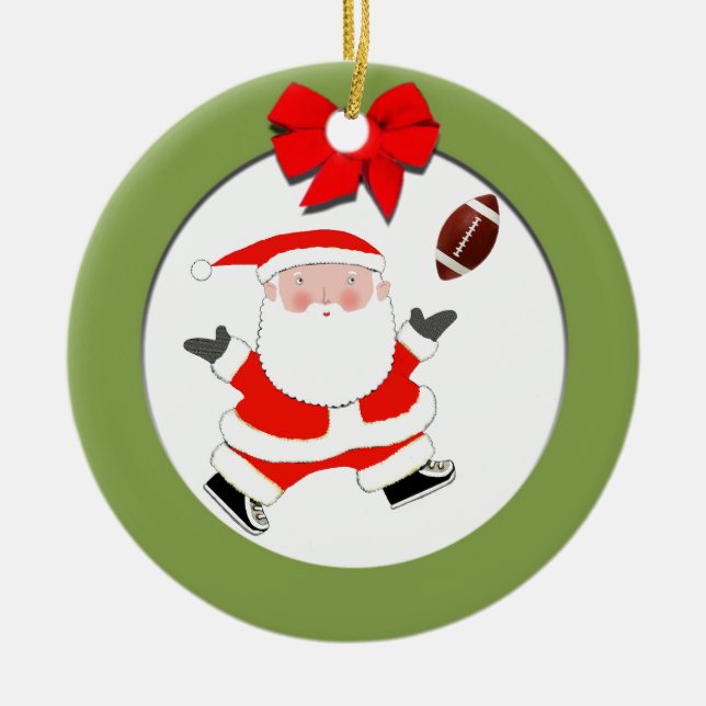 Ornamento De Cerâmica Presente de Natal de Futebol (Frente)
