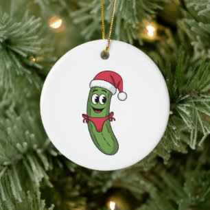 Ornamento De Cerâmica Presente de Natal de Pepino em Biquíni Engraçado