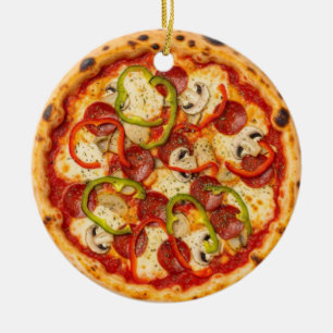 Ornamento De Cerâmica Presente de Natal de Pizza, Comida Divertida, Pres