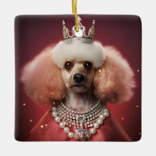 Ornamento De Cerâmica Presente de natal de poodle, presente em memória d (Frente)