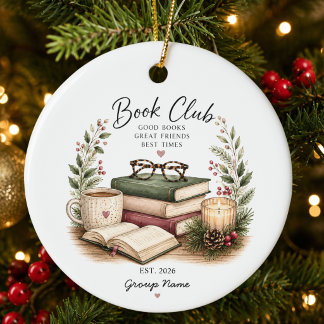 Ornamento De Cerâmica Presente de Natal do Clube do Livro Personalizado