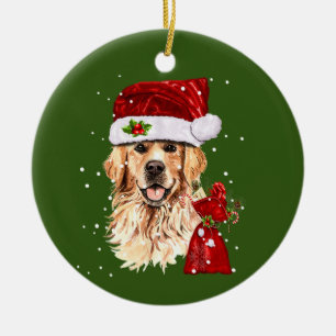 Ornamento De Cerâmica Presente de Natal do Ouro RetrieverDog