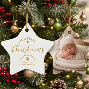 Ornamento De Cerâmica Presente de Natal dos Avós com Nome Personalizado