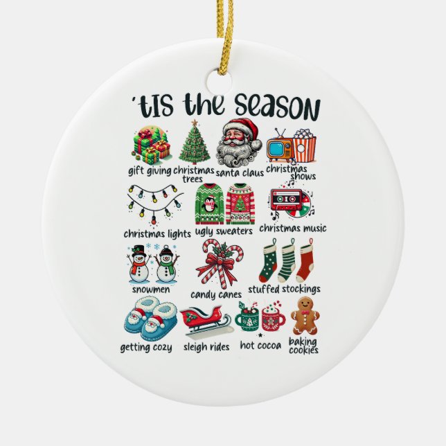 Ornamento De Cerâmica Presente de Natal É a Temporada (Frente)