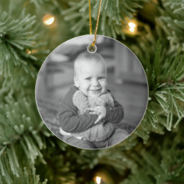 Ornamento De Cerâmica Presente de Natal Foto com Folhagens do Primeiro N