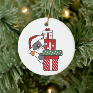 Ornamento De Cerâmica Presente de Natal Gato Animais de inverno Gatos