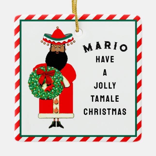 Ornamento De Cerâmica Presente de Natal Mexicano Personalizado (Frente)
