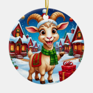 Ornamento De Cerâmica ❄️ Presente de Natal para Amante de Cabra Ano da C